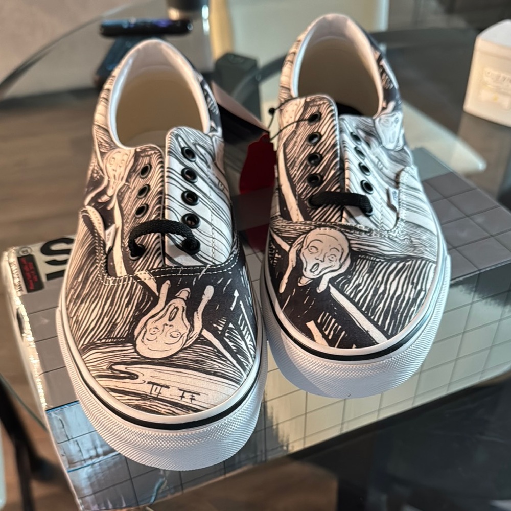 Vans Black and White Scream Art Sneakers “MoMA”